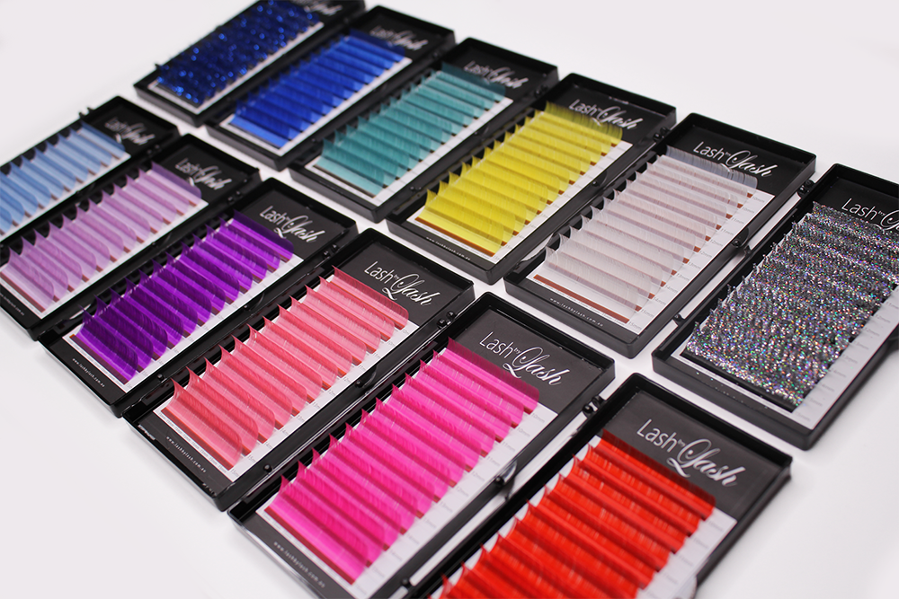 Coloured lashes 12 row trays thickness 0.07