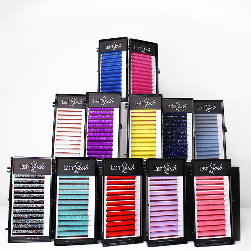 Coloured lashes 12 row trays thickness 0.07