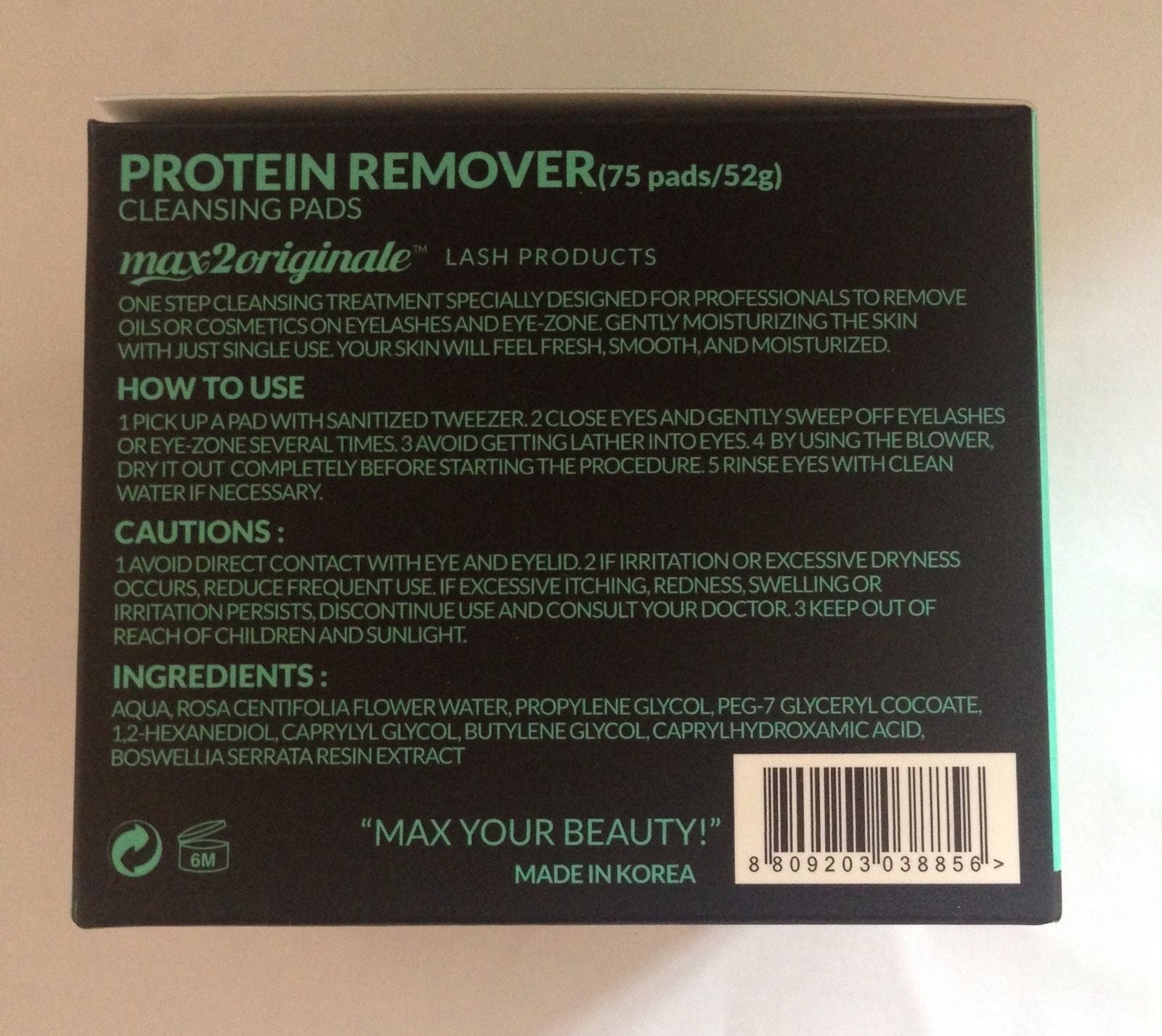 Max 2 protein remover pads (75 wipes)